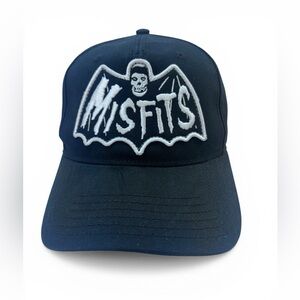 Misfits Fiend Skull Snapback Hat Black White Embroidered Punk Rock Cap